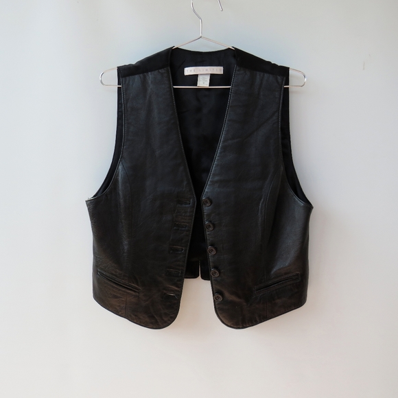 Vintage The Limited Black Leather Vest Size Medium - Picture 2 of 15